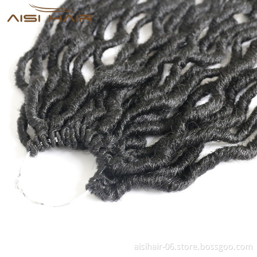 Aisi Hair Synthetic 16 Inch Crochet Hair Braids Faux Locs Afro Crochet Curly Goddess Braiding Hair for Black Women